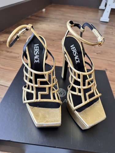 Versace gold black platform - gold/black,